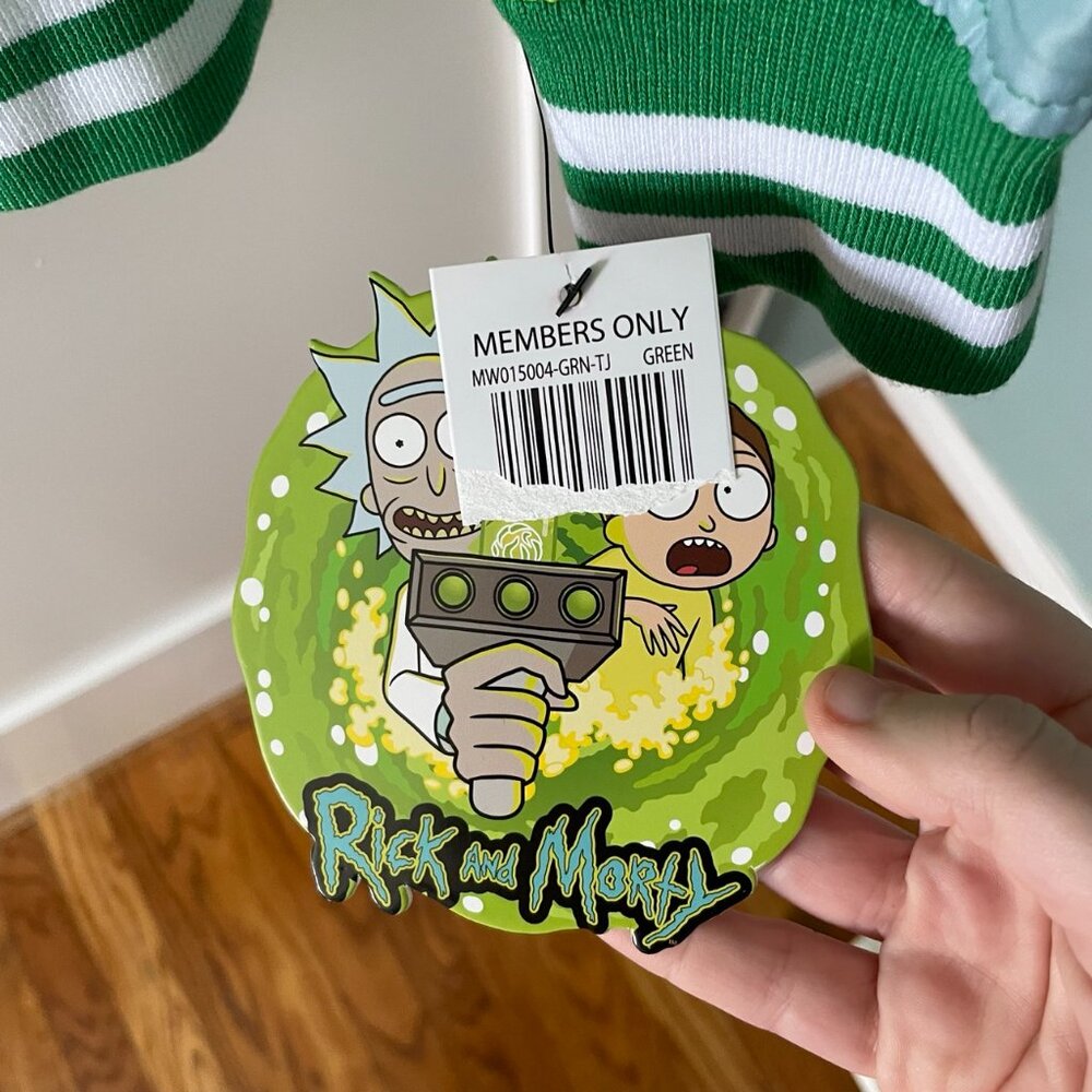 NWT Rick and Morty Adult Swim Green Members Only Bomber Jacket - Picture 2 of 10
